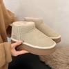 Snow boots women's 2025 winter new fur integrated thermal cotton shoes thick-soled non-slip bread shoes lace-up short boots