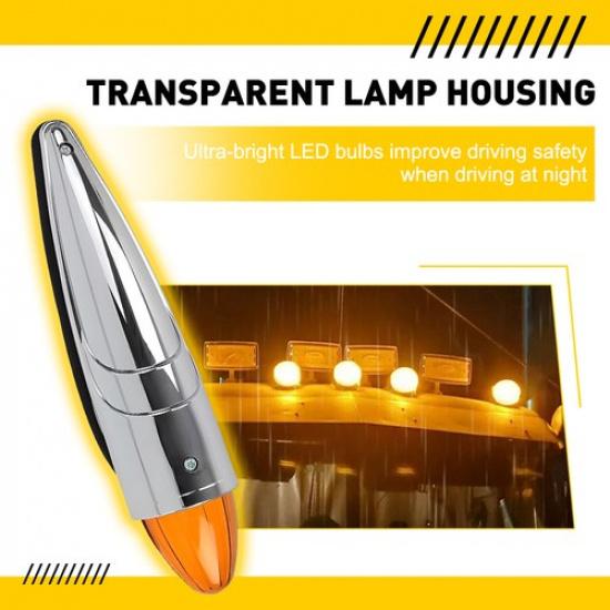 17 LED Chrome Amber 5X Cab Roof Marker Light For Peterbilt Kenworth Freightliner