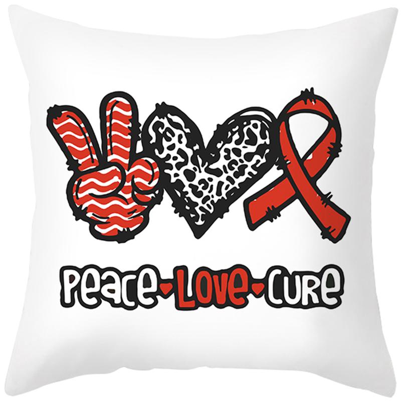 Peach Skin Pillow Cover Letter Ribbon Printing Sofa  Cushion  Household Goods