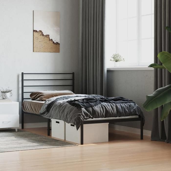 VidaXL Cadre de lit métal avec tête de lit noir 80x200 cm 352310