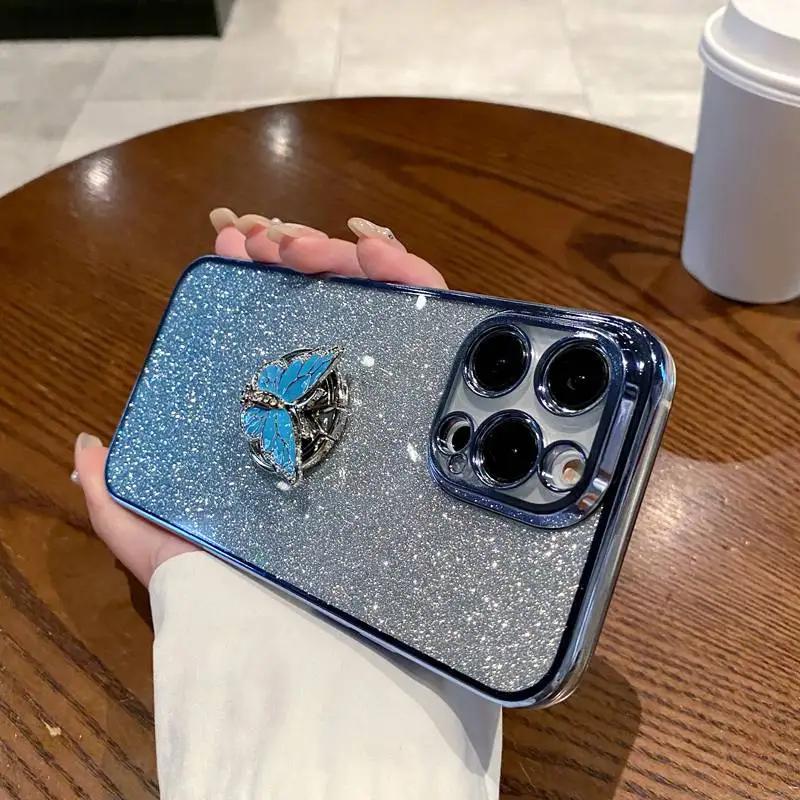 3D Butterfly Ring Stand Phone Case For OPPO A3 Pro A3X A40M A40 A60 A80 5G A18 4G Find X8 X7 Ultra X3 X5 Lite X6 Pro Soft Cover