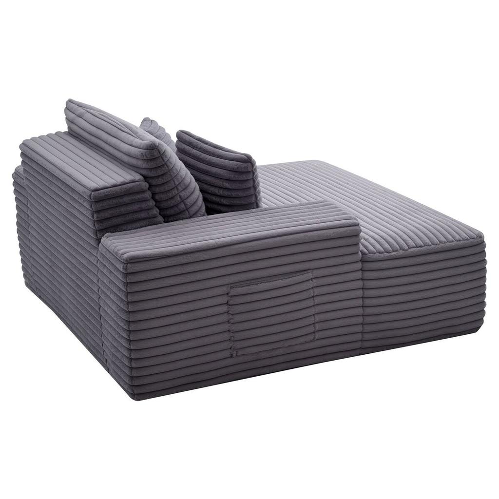 Chaise Lounge Chair, 1380 Mm Boneless Chaise Lounge Indoor, Modern Upholstered Oversized Reading Chair with Throw Pillows & Armrests, Sofa Couch Deep