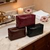 PU Leather Makeup Bag Crocodile Embossed Pattern Waterproof Cosmetic Pouch Large Capacity Zipper Closure Storage Pouch