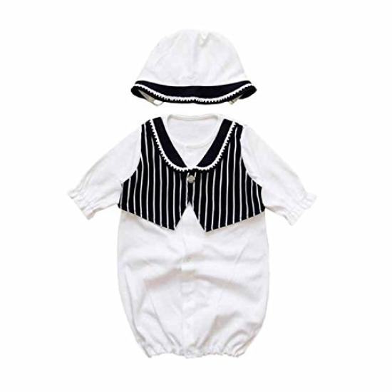 Material Made in Japan Tuxedo Design Newborn Baby Dress Set with Hat for Shrine Visits and Hospital Leave Black Boys' Spring/Autumn