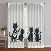 2pcs Cartoon Black Cat Print Curtains Cute Kitten Playing Guitar Pattern Polyester Window Drapes for Kids Room Decor