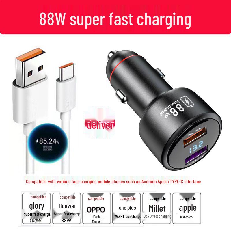 120W Dual Car Charger for Xiaomi and Apple - Super Fast Charging Adapter