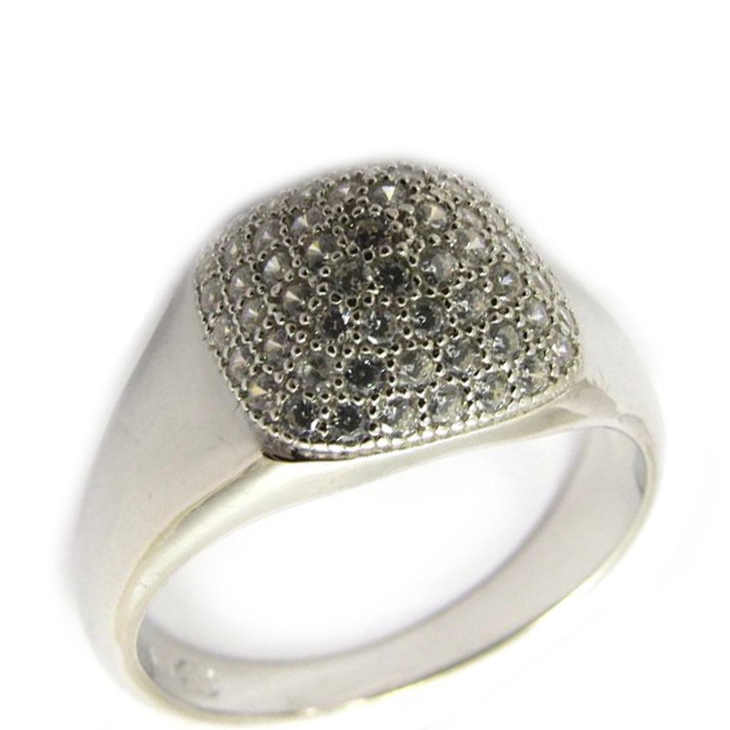 Anillo de plata 'Sissi' blanco plateado (rodio) - 12x12 mm