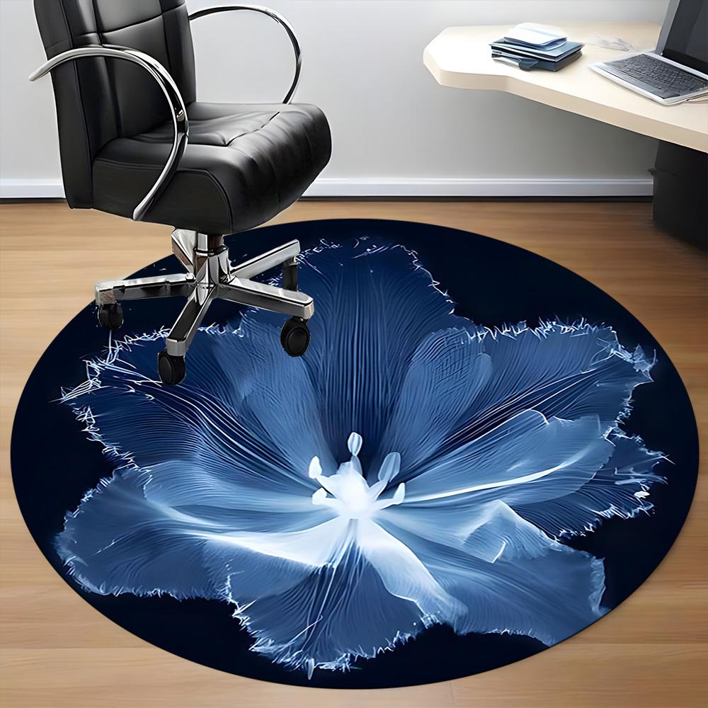 1pc Floral Bloom Office Round Area Rug, Indoor Mat Suitable For Office, Under Office Chairs Bedroom Living Room Home Decor, Room Deco