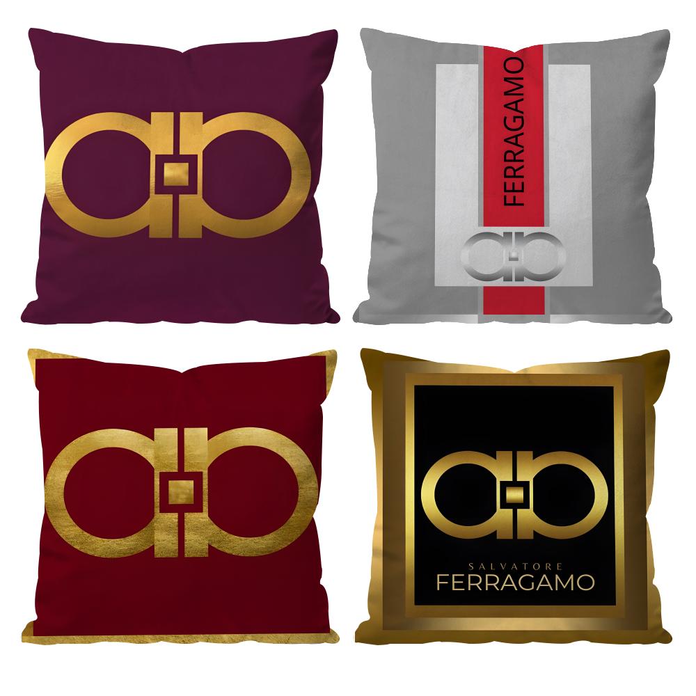 Fashion F-FerragamoS Cushion Cover Pattern Printed Pillowcase for Living Room Sofa Cushion Cover & Bedroom Decor