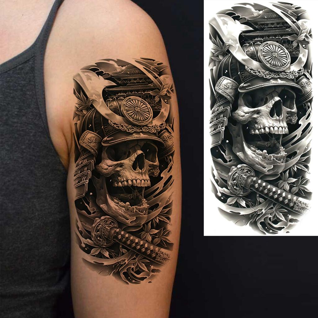 1 Sheet Compass Pirate Ship Temporary Tattoos For Women Men Adults Waterproof Tattoo Sleeve Self Adhesive Forearm Arm Leg Body