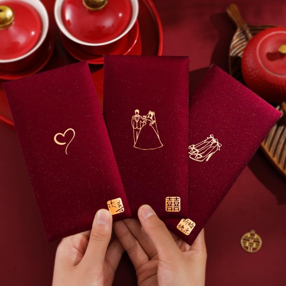 Chinese Horse Year New Year Red Envelope Hard Paper Hot Gold Chinese Money Envelopes Thickened 6Pcs Mixed Lucky Red Bag Children