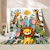 Cartoon Animal Park Printed Blanket Warm and Soft for Home Travel Blanket Sofa Bedding Camping Picnic Car Office Cover Blanket