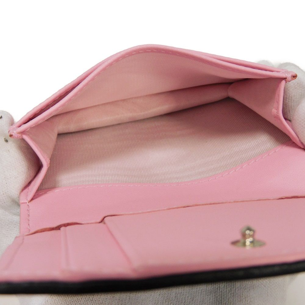 Used Lady Dior Card Holder 10656 S0011PANB 7946 with logo charm, pink two-tone, excellent condition, Cannage Black from