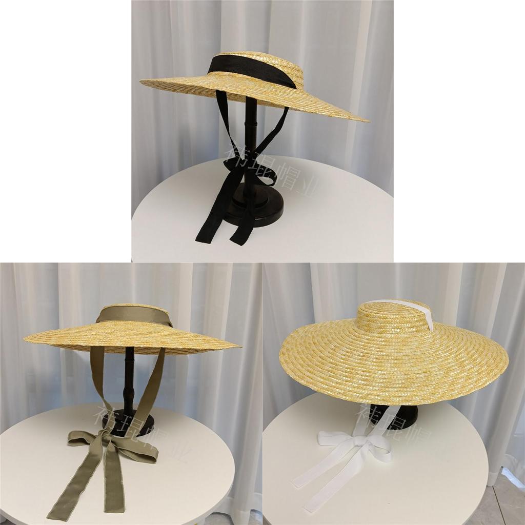 Straw Hat With Butterfly Knot For Summer Beach Sun Protection And Fashion