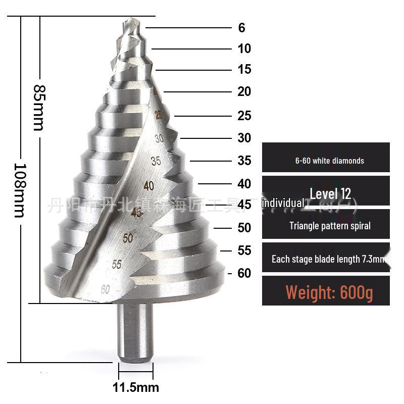 Hochgeschwindigkeitsstahl 6-60mm Spiralnut Stufenbohrer mit Dreikantschaft für Vielseitigen Einsatz