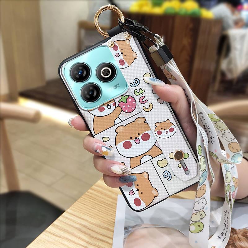 Waterproof Wristband Phone Case For ZTE Blade A75 4G/Z2359 Anti-dust Kickstand Durable Dirt-resistant Phone Holder Cute