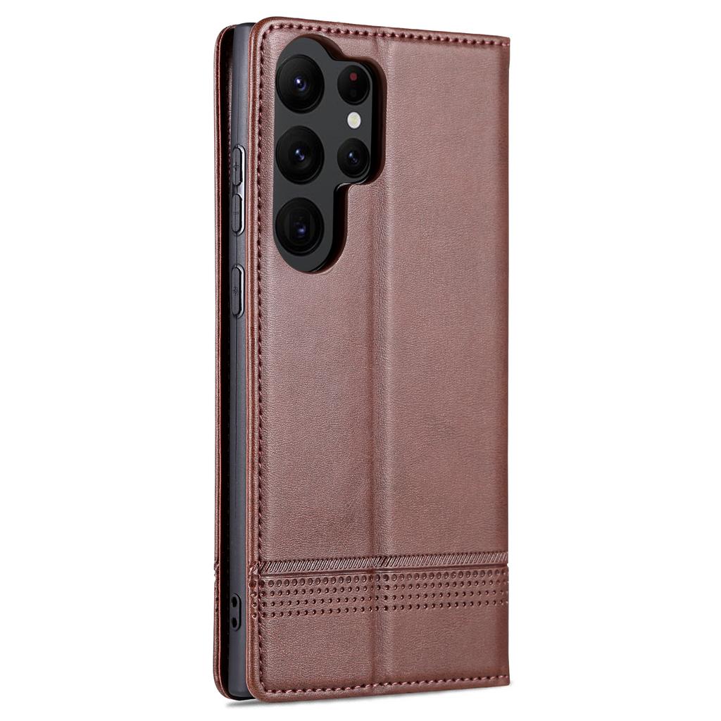 AZNS For Samsung Galaxy S24 Ultra Case Magnetic Suction Leather Phone Cover with Wallet Stand