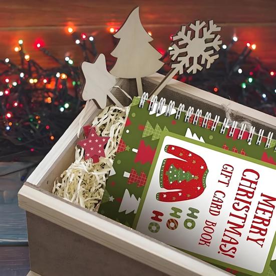 Christmas Gift Card Book 10-Sheet Book Holds 18 Cards Xmas Themed Gift Card Holder Holiday Gift for Older Kids Teens