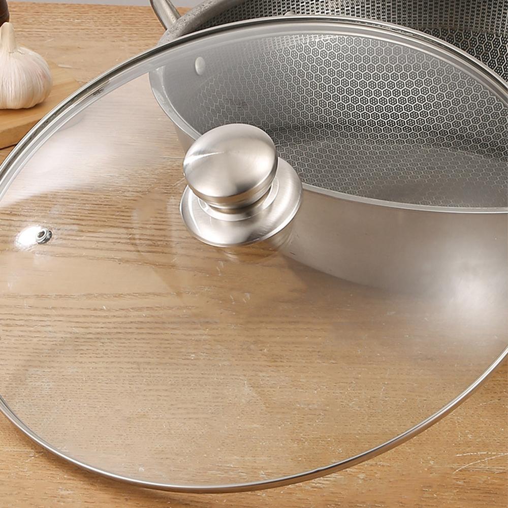 Couvercle de casserole en verre trempé à bord en acier inoxydable Couvercle de casserole anti-déversement incassable rond Couvercle en verre de chef pour casserole de cuisine maison polyvalente
