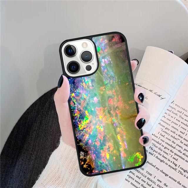 Opal Stone Iridescent Phone Case Cover For iPhone 17 Air 15 16 14 13 12 Pro Max 11 Pro Max Plus Coque Shell