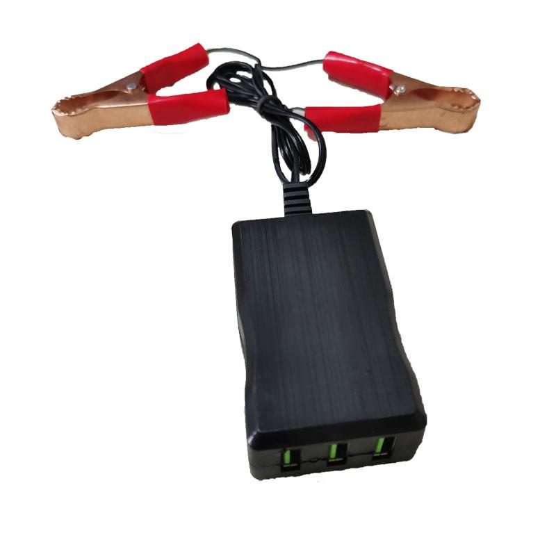 

1 шт. Адаптер питания с зажимом для аккумулятора 12 В 24 В на 5 В, 3 порта USB для зарядки мобильного телефона, аварийное USB-питание, высокая эффективность