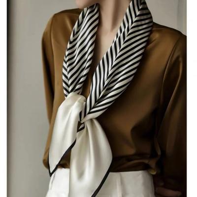 Luxury2024Square Silk Scarf for Women 90*90Hijab Hair Bands Neckerchief Female Satin Shawl Ribbon Headband Fashion Wraps