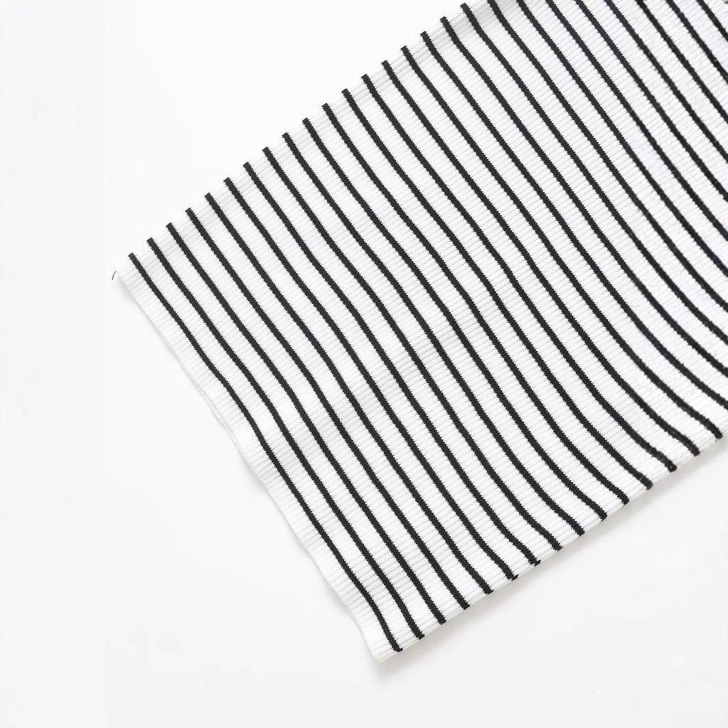 Spring 2025 Women's European American Striped Slim Fit Knit Top