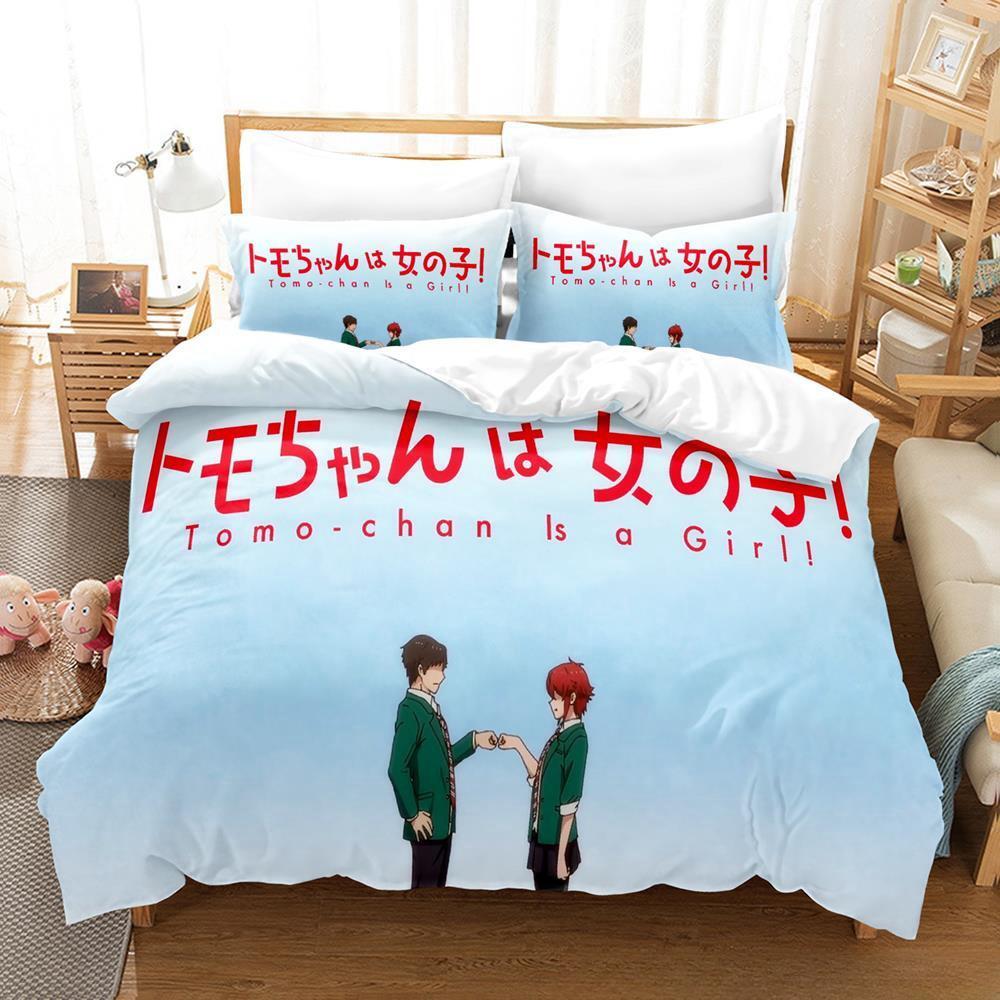 Tomo-chan Is a Girl! Bedding Set Single Twin Full Queen King Size Bed Set Adult Kid Bedroom Duvet cover Set Anime Bed Sheet Set