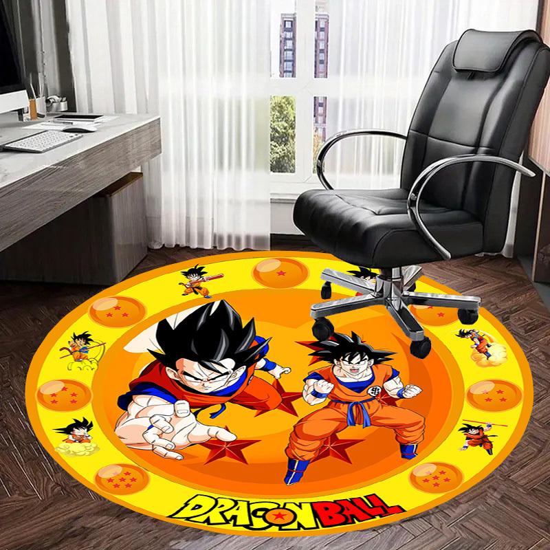 1pc Dragon Ball Characters Artwork Round Carpet, Made of Polyester,Perfect for Decorating Office Chairs, Living Rooms,Vibrant Decorative Rug