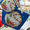 Women's Christmas Tote Set: Snowman & Santa Claus Embroidered Large Shoulder Bag with Makeup Pouch