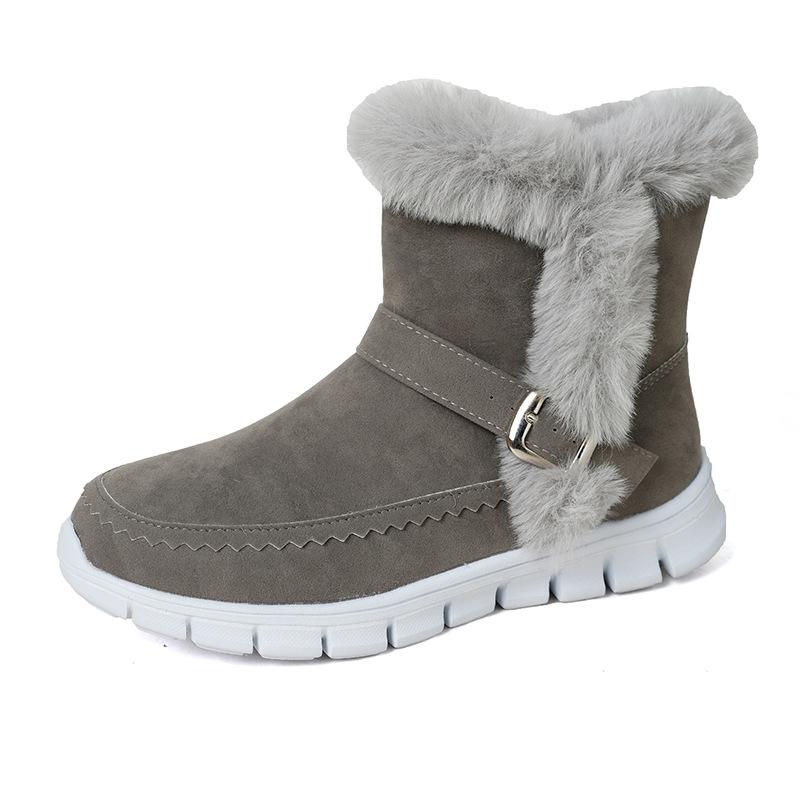 Winter women's snow boots fleece thickened short boots warm side zipper cotton shoes