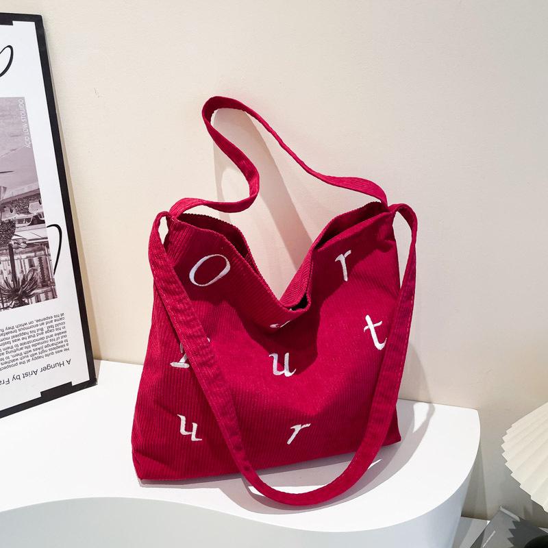 Autumn new design large capacity simple fashion embroidery letter casual messenger tote shoulder bag