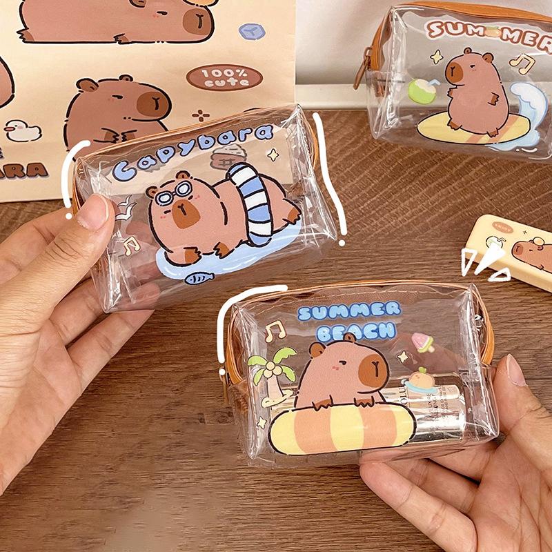 Cute Capybara Coin Storage Bag Transparent Coin Purses Cartoon Lovely Wallet Clear Bags