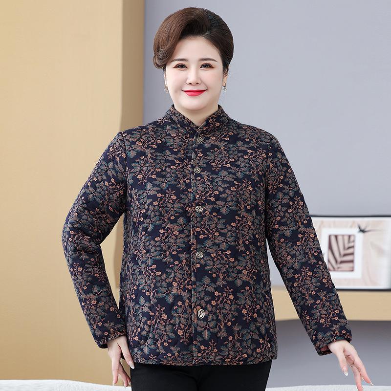 Plus Size 200 Jin Women's Cotton Jacket for Indoors/Outdoors - Fleece-Lined Back Protection for Middle-Aged & Elderly