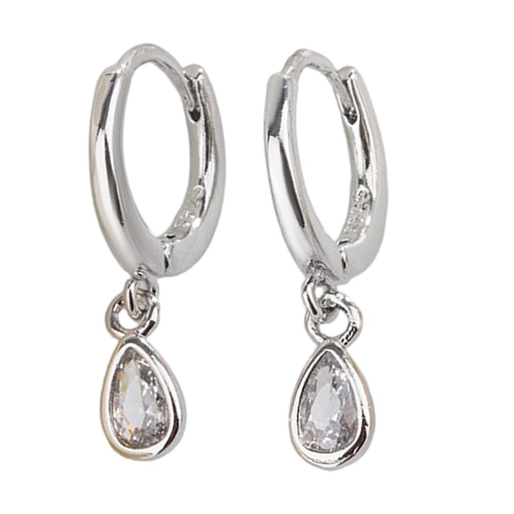 Elegant Zircon Teardrop Dangle Earrings Portable for Women Gold Silver Plated Sturdy Copper Jewelry Accessory Daily Use
