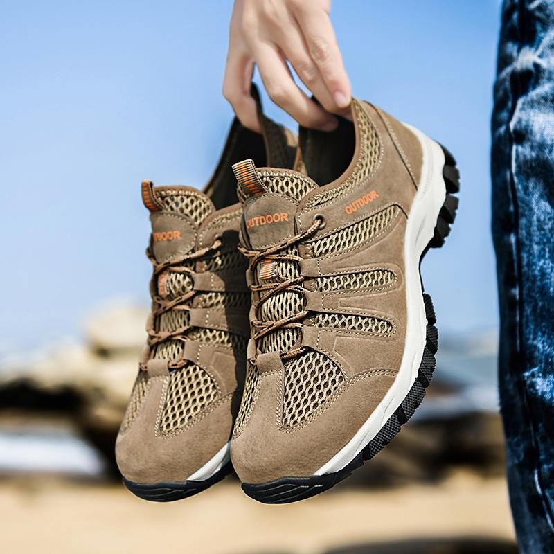 Mesh Outdoor Shoes Men Breathable Mesh Men's Hiking Sneakers 2024
