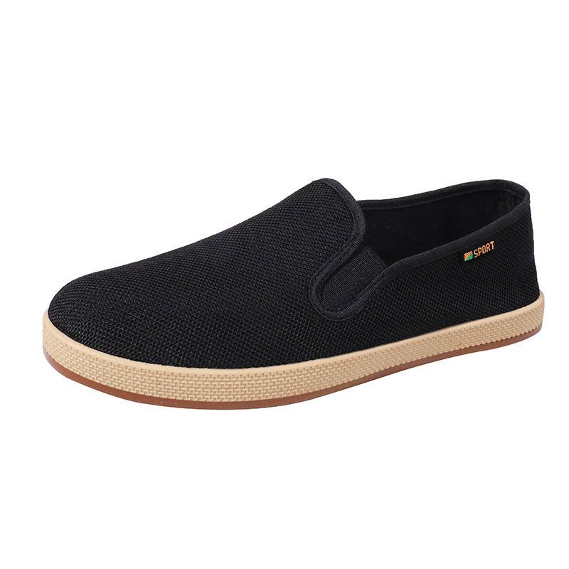 

2024 Flying Weaving Wormwood Old Beijing Cloth Men s Breathable, Deodorant, Non-slip, Casual and Lightweight Feet One Pedal Black Cloth Shoes 39