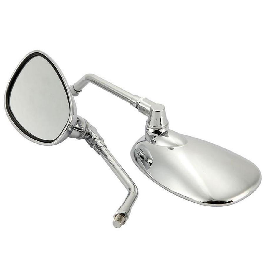 2pcs Motorcycle 10mm Thread Oval Side Mirrors Rear View Mirrors Adjustable Angle