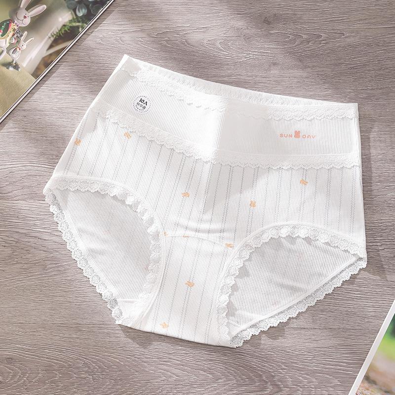 

Жіночі бавовняні труси великого розміру, весна-осінь, з мереживом, 10A, антибактеріальні, з високою талією, дихаючі 3XL