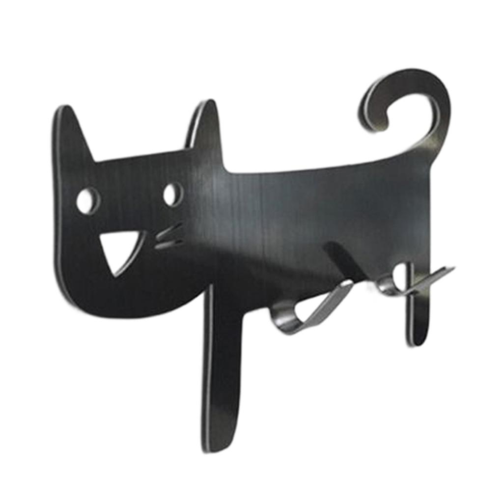 Stainless Steel Cute Cat Hook Wall Mounted Towel Hook Multipurpose Self-Adhesive Hook Practical Seamless Hooks Bath Robe Hook