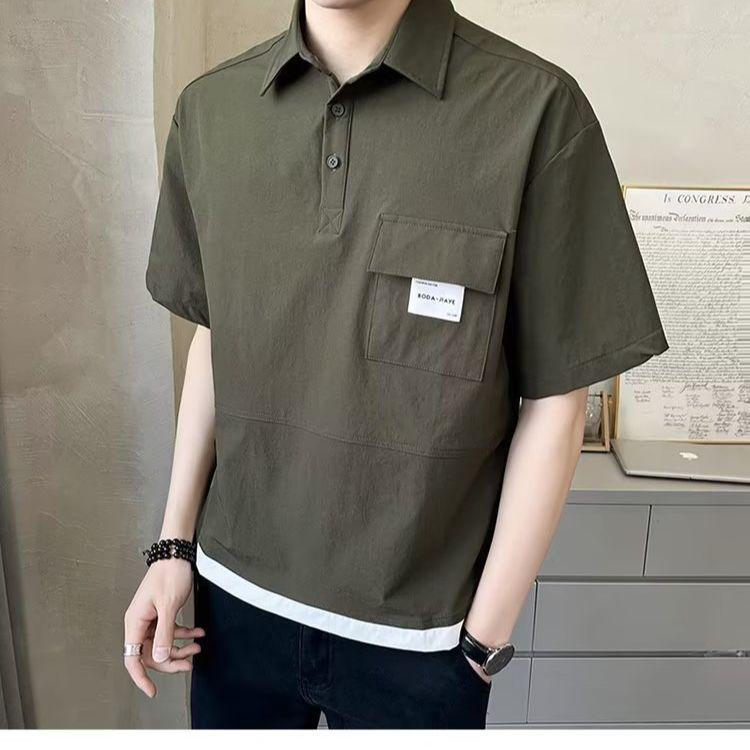 Stylish Men's Summer Polo Shirt - Loose Fit, Trendy Hong Kong and Korean-Inspired Design, All-Match Short-Sleeve Top