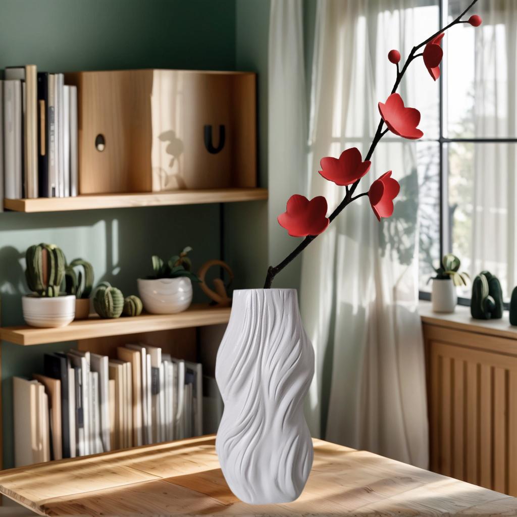 1 Piece of Modern Twisted Vase Ornament, Available in Black/White/Gold, Living Room Tabletop Art Flower Arrangement Vessel, Creative Home Decor A