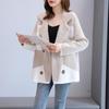 Women's Mink Fleece Coat Thickened Contrasting Faux Mink Fleece Knitted Cardigan Coat Plush Knitted Jacket