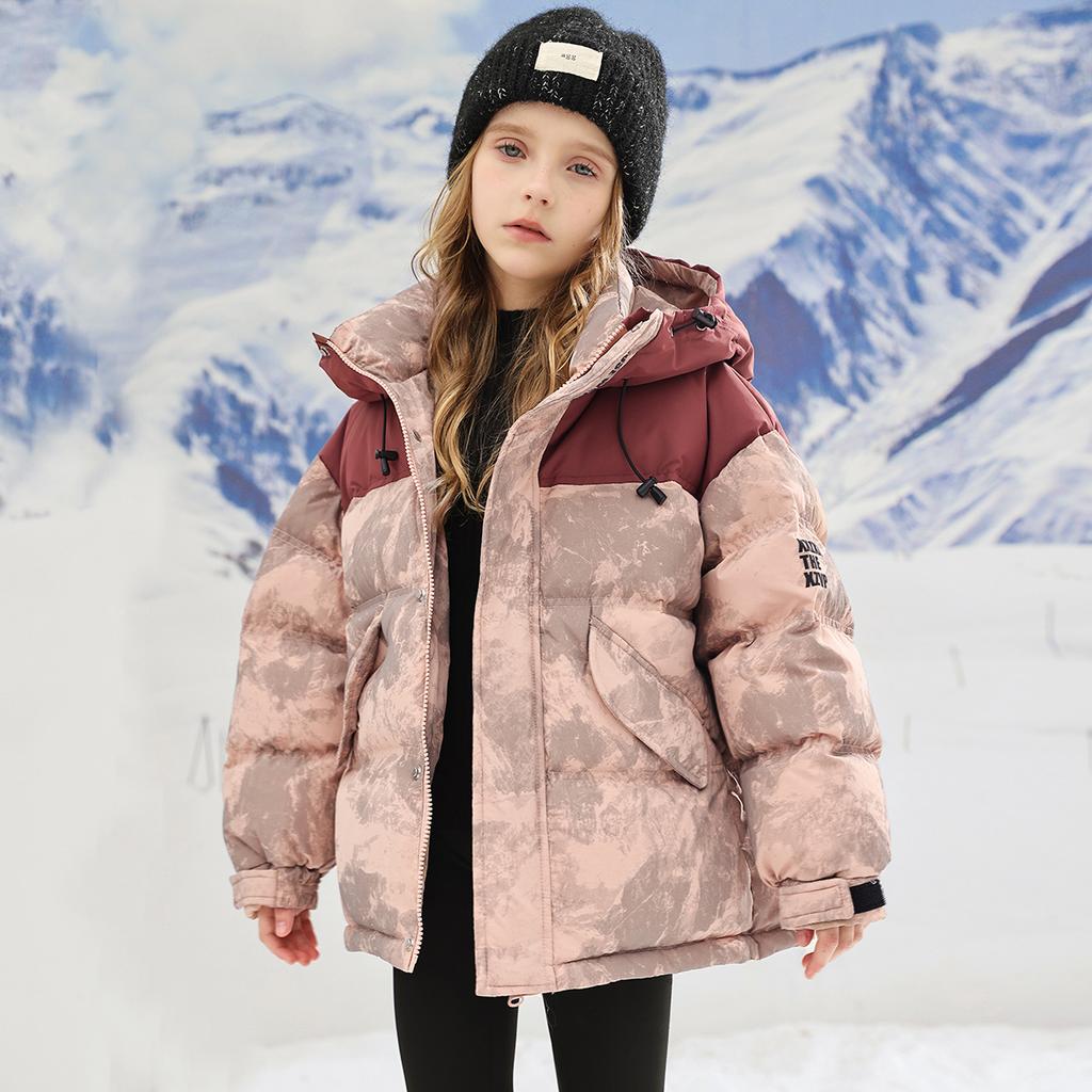 Children's Winter Down Cotton Jacket Middle and Large Children Thickened Winter Tie-dye Jacket