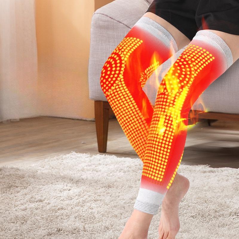 1 Pair Unisex Moxa Knee Pads for Warmth and Relaxation - Dual-Sided Massage Dots, Polyester Fiber, Suitable for Elderly and Air-Conditioned Rooms