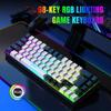 HXSJ Gaming Membrane Keyboard, 68 Keys, Detachable Cable, RGB Backlighting, White/Black, ABS Material.