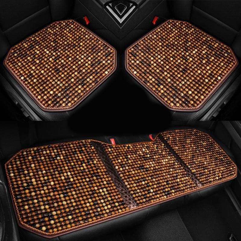 Wood Beads Ventilated Seat Cover Pad Massage Lumbar Relieve Fatigue Enhances Comfort Suitable For Various Vehicle Models
