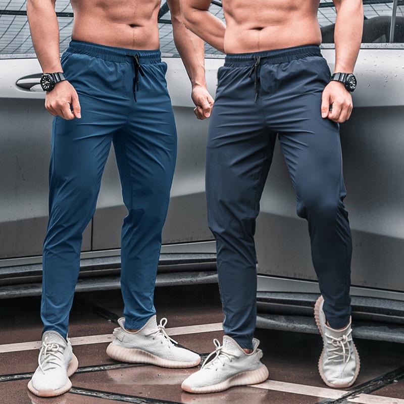 Men's Casual Slim Fit Summer Pants, Solid Color, Drawstring, Cuffed, Fashionable.