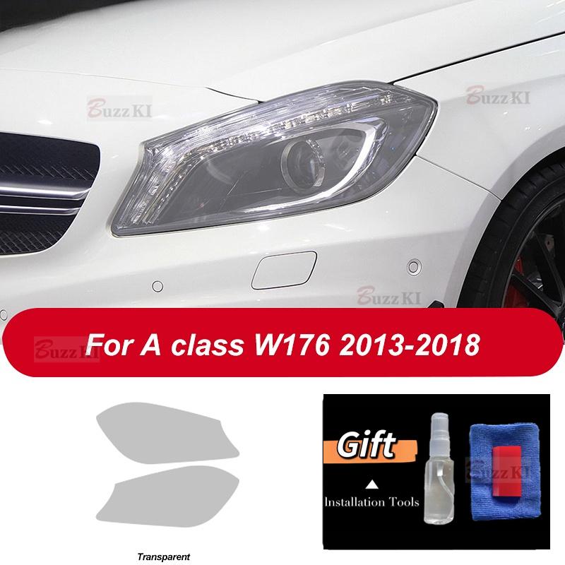 For Mercedes Benz A Class W176 W177 A45 A35 AMG Accessories 2 Pcs Car Headlight Protective Film Transparent Black TPU Sticker