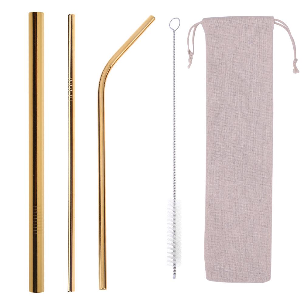 Stainless Steel Metal Reusable Drinking Straws Health Environmental Protection Non-burn Cleaning Brush Kit Kitchen Dining To